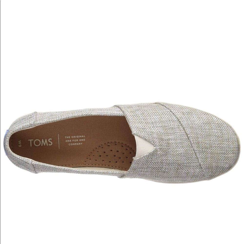 TOMS Tweed Slip on with blue polka dot lining